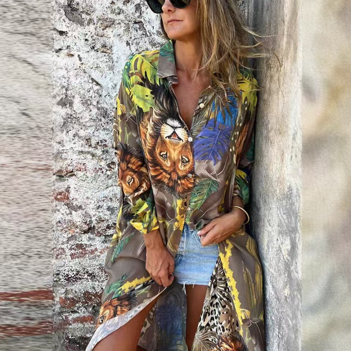 Roelie - Bedrucktes Kleid Mit Langen Ärmeln